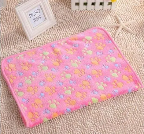 Soft Paw Print Cat Dog Fleece Blankets - Pink