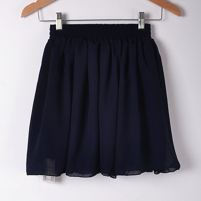 USA SIZE High-waist double-layer chiffon skirt pleated large swing skirt