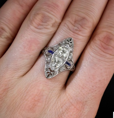 European And American Luxury  Plated 925 Silver Hand Jewelry Female Cross-border For Blue Gem Topaz Ring