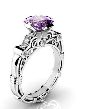 Copper silver plated square diamond zircon hollow scroll pattern ring