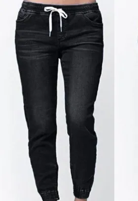 Autumn explosions Europe and the United States denim trousers tie the foot lantern jeans women Black - Shop at LoveMi