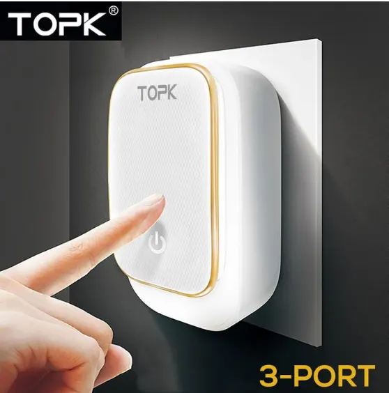 3-Port Phone Charger with Dimming Nightlight