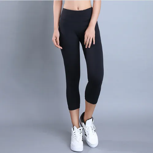 High waist tights sports pants women's running fitness pants quick drying nine pants high elastic yoga pants Black - Shop at LoveMi