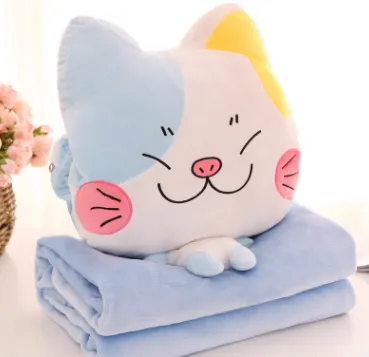 Cartoon multi function air conditioner is pillow three in one car hand warmer nap blanket air conditioning blanket office pillow White - Shop at LoveMi