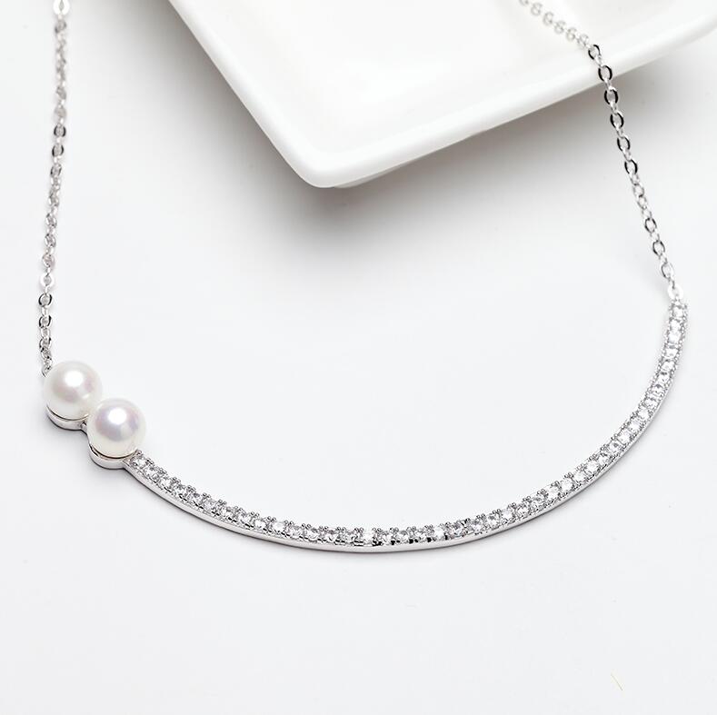 Elegant Clavicle Chain Girl Best Choice Full CZ  Pearls White Gold Color Women Choker Necklace