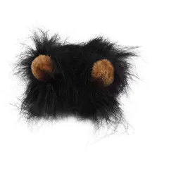 Funny Pet Hat For Small Dogs Cats Hat Emulation Lion Hair Mane Ears Head Cap Scarf Pet Halloween Festival Costume - Black - View 1