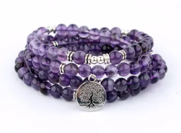 Explosion 108 Natural Stone Rosary Bracelet Alloy 3D Lotus