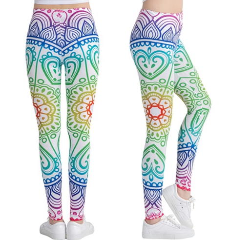 Printed thin pencil feet pants stretch big ladies yoga pants leggings D One Size - Shop at LoveMi