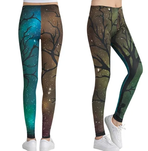 Printed thin pencil feet pants stretch big ladies yoga pants leggings - F-One Size