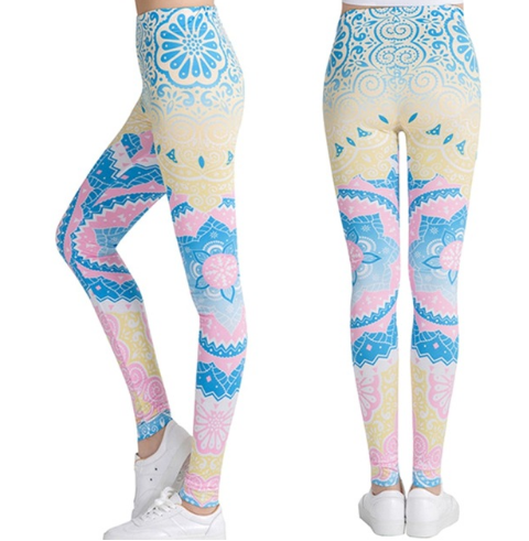 Printed thin pencil feet pants stretch big ladies yoga pants leggings M One Size - Shop at LoveMi