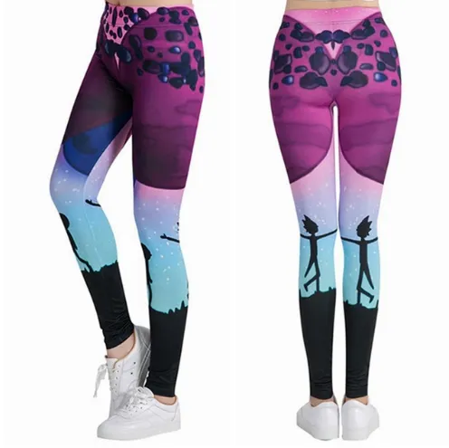 Printed thin pencil feet pants stretch big ladies yoga pants leggings - E-One Size