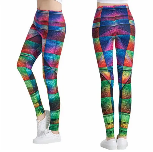 Printed thin pencil feet pants stretch big ladies yoga pants leggings - H-One Size