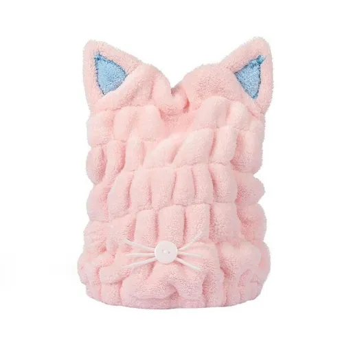Cute Cat Ears Hair Drying Towel Bath Pink - Shop at LoveMi