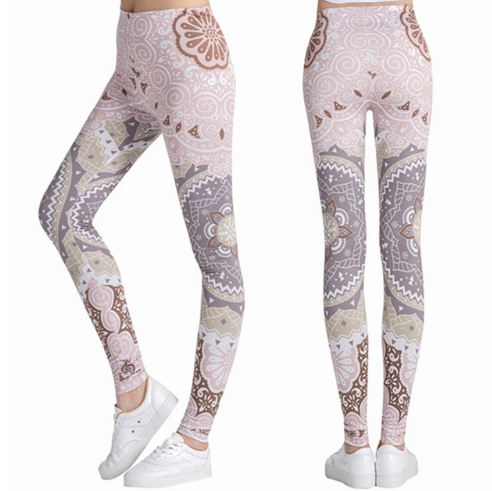 Printed thin pencil feet pants stretch big ladies yoga pants leggings L One Size - Shop at LoveMi