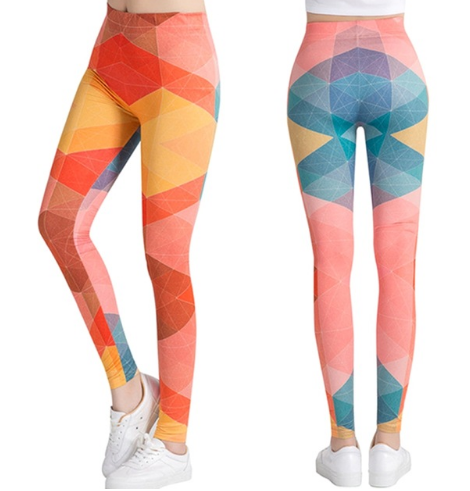 Printed thin pencil feet pants stretch big ladies yoga pants leggings O One Size - Shop at LoveMi