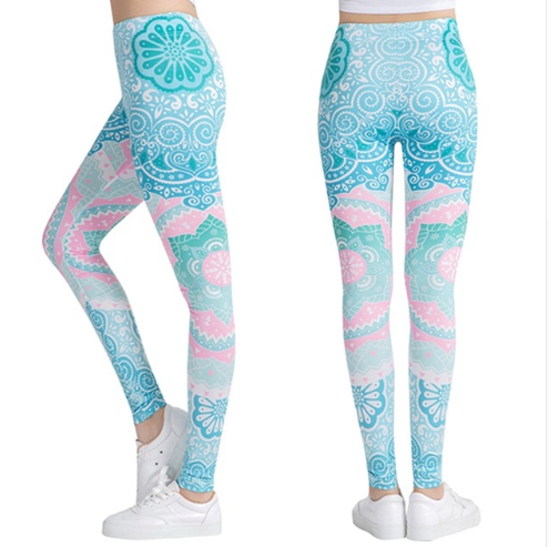 Printed thin pencil feet pants stretch big ladies yoga pants leggings I One Size - Shop at LoveMi