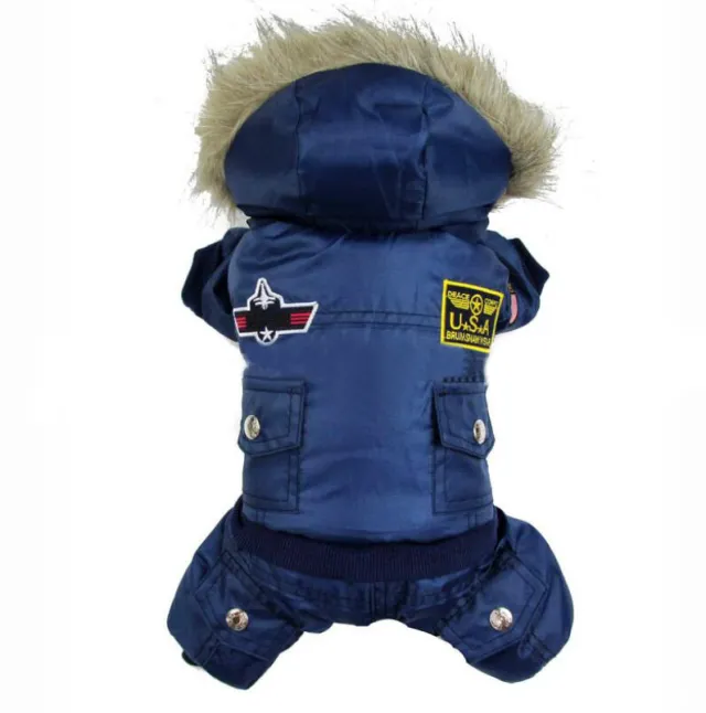 Pet clothes USA Air Force suit Siamese four legged autumn and winter coats Dog clothes Blue - Shop at LoveMi