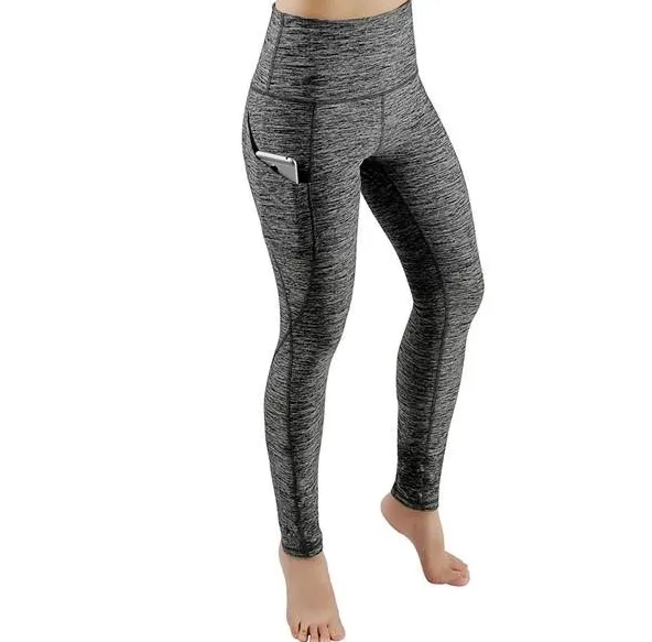 Women's Yoga Pants Running Pants Tights Tummy Control Workout Running 4 Way Stretch Yoga Leggings Tights High Waist with Pocket - Flower Ash-S