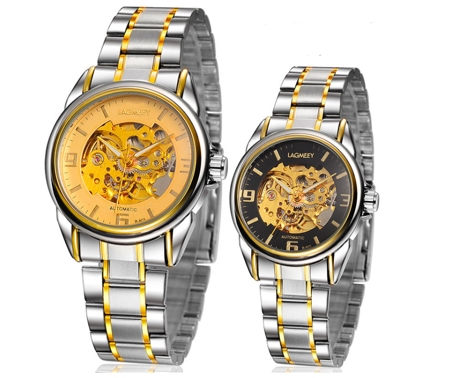 New high-end fashion steel belt automatic hollow mechanical watch