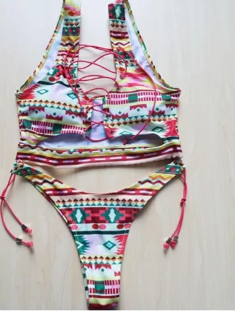 Pineapple Bikini for big boob Women Lace Up Swimwear Thong bikini set two pieces Swimsuit Bathing Suit female Xl Prints - Shop at LoveMi
