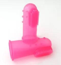 Super Soft Pet Finger Toothbrush - Clear Pink - View 1