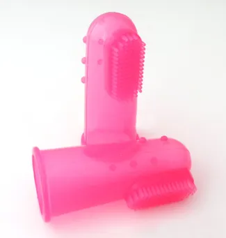 Super Soft Pet Finger Toothbrush Clear Pink - Shop at LoveMi