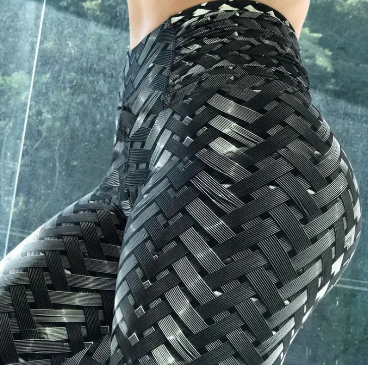 High Waist Iron Weave Print Push Up Yoga Workout
