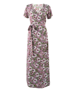 USA SIZE Swintager cross-border  summer chiffon print V-neck lace long dress robes
