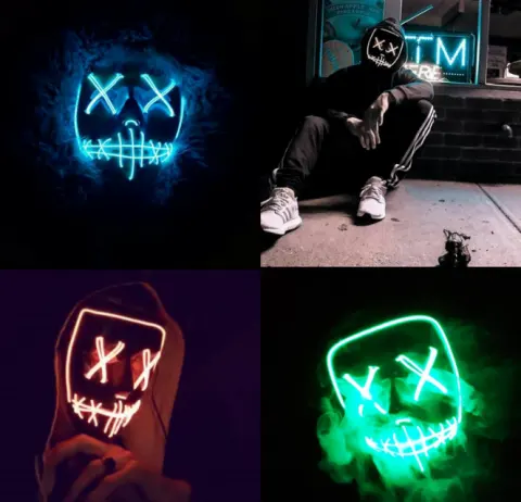 Halloween Horror Slit Mouth and Crosseye LED Plastic Glowing
