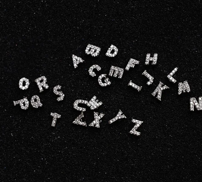 Korean Alphabet Stud Earrings Studded Zircon Simple Temperament 925