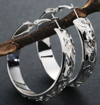 S925 silver European and American fashion exaggerated double-layer S circle earrings earrings European and American jewelry