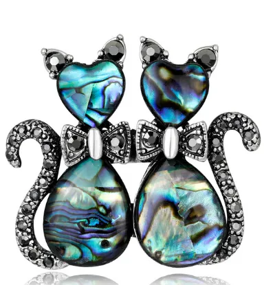 Fashion shell cats Brooches jewelry glass rhinestone animal pins and brooches for women men suits scarf pins metal - Shop at LoveMi