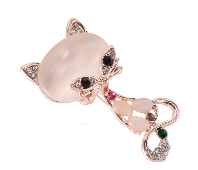 Vintage Cats Brooch Corsage Antique Opals Animal Brooches For Women Small Hijab Pins Bijouterie - Shop at LoveMi