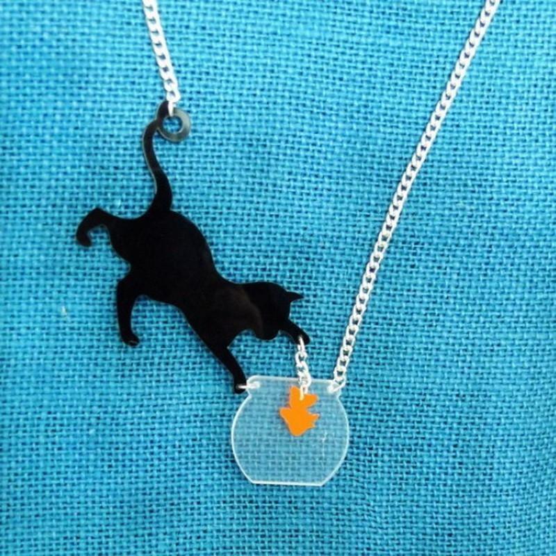 Cat Fish Bowl Necklace