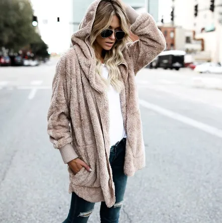 Women's Plush Warm Cotton Coat - Khaki