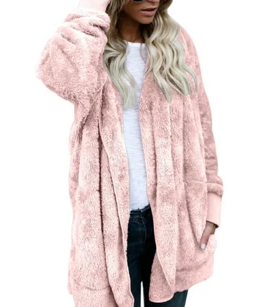 Women's Plush Warm Cotton Coat - Pink