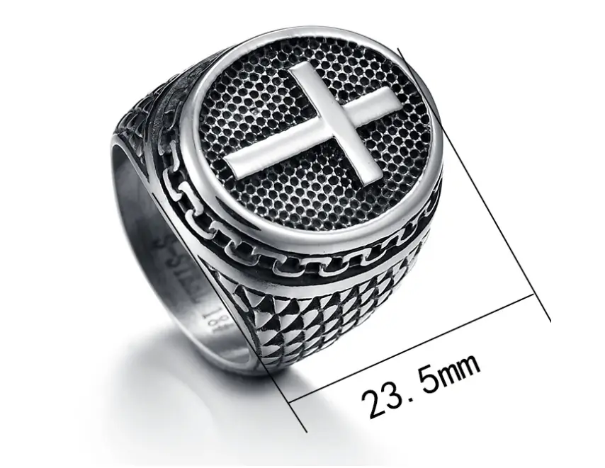 Titanium Steel Personality Vintage Cross Men's Ring