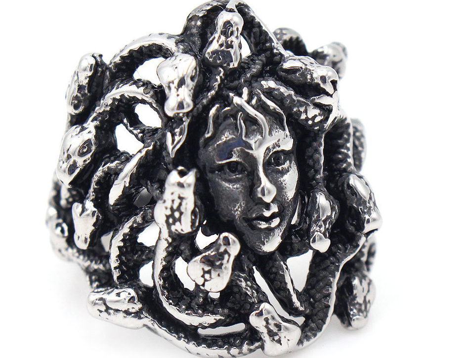 European and American retro men's titanium steel ring, trendy boy, domineering steel ring, snake girl ring