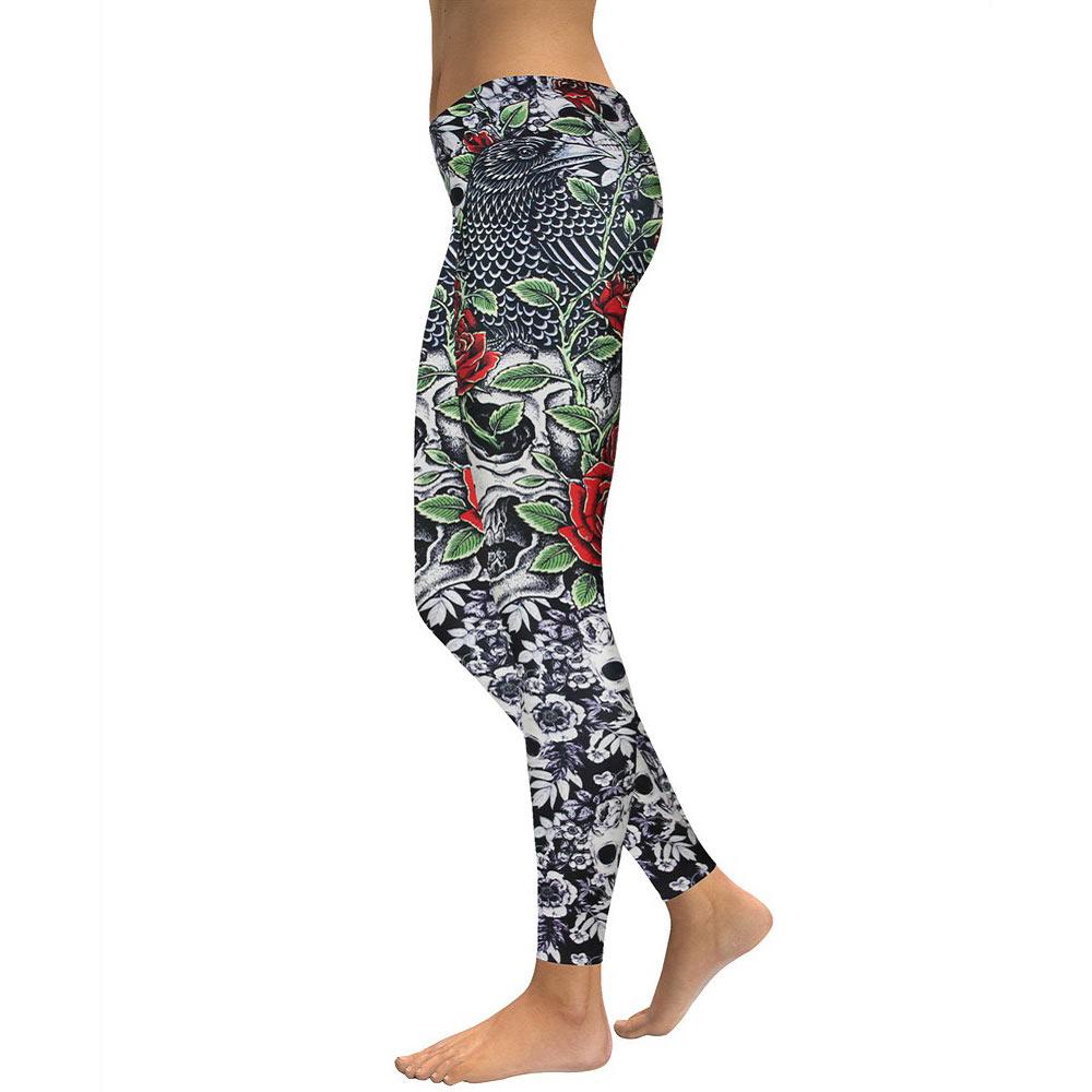 RosesSkulls YogaWorkout Leggings Rose - Shop at LoveMi
