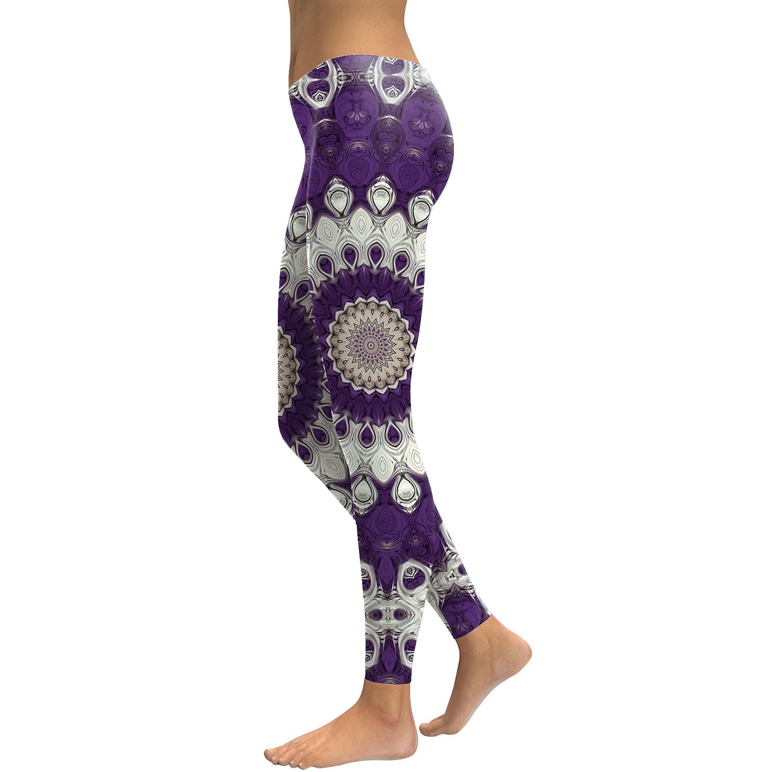 Purple Mandala Flower Yoga Workout Leggings Purple - Shop at LoveMi