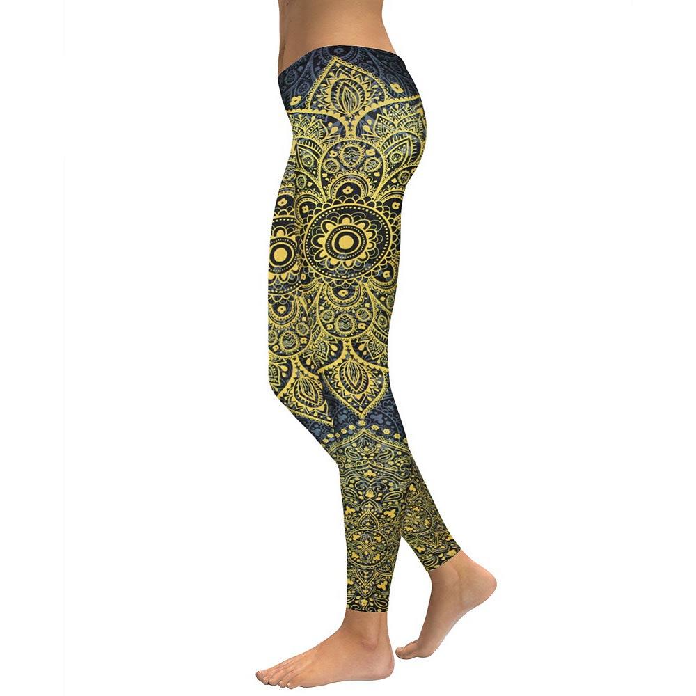 Yellow Gold Mandala Yoga/Workout Leggings Gold - Shop at LoveMi