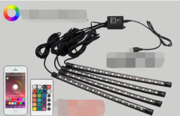 Car sole atmosphere lamp 5VUSB12V car charging atmosphere lamp one for four music sound control interior lights