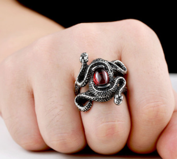 Coiled Snake Stone Ring