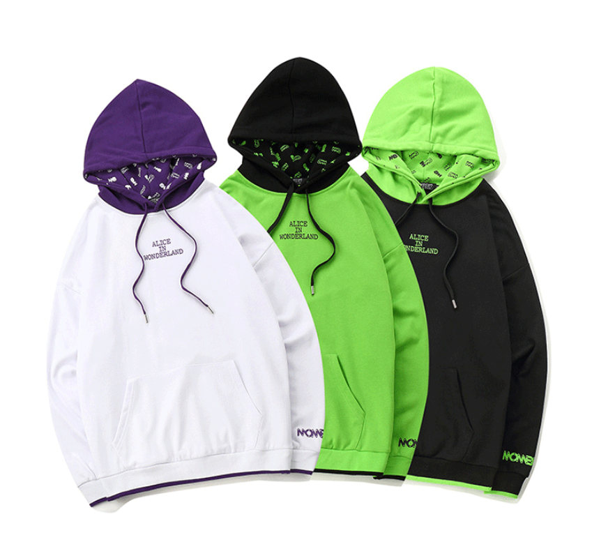 Europe and the United States sweater men's hooded spring and autumn tide brand Korean version of the stitching students loose bf wind long sleeve lovers with thin coat