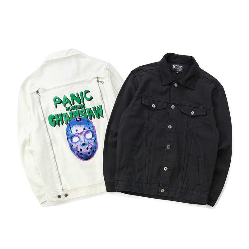 Ins super fire top loose mask print tooling jacket couple hiphop jacket