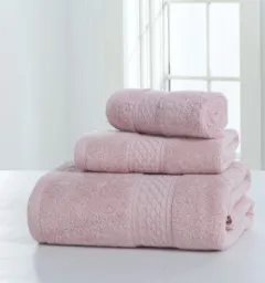 Cotton soft double-sided thickening towel skin-friendly bath towel beauty salon bathrobe bath towel set - Pink - View 1