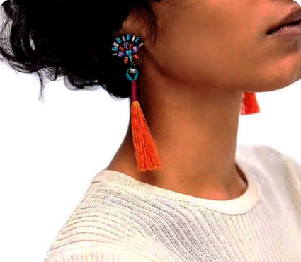 European and American fashion temperament bride earrings simple hand-studded color tassel long earrings