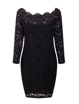 One-neck long-sleeved bag hip lace dress