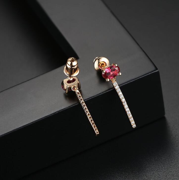 Embedded long T style earrings