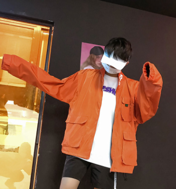 autumn new hip-hop hip hop sports jacket jacket shop owner wind loose printed jacket male